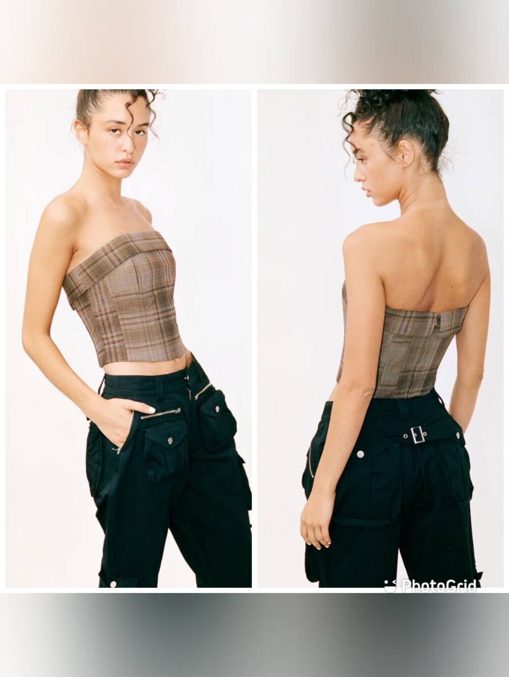 NWT With Jean Carla Corset Top, Size Small, Plaid, Tube Corset Top